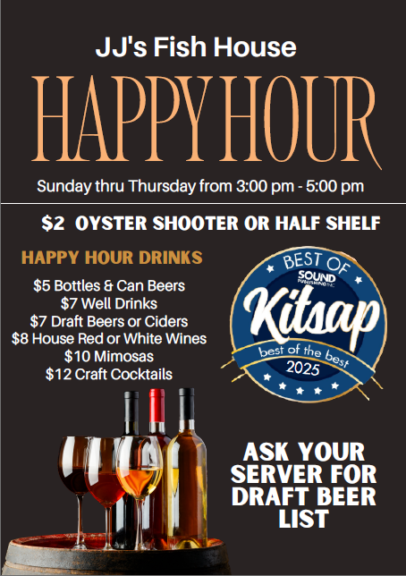 JJ's Happy Hour menu page 1